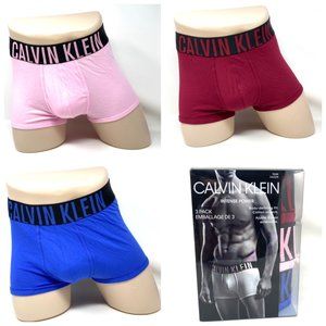 🎄 SANTA’S DEAL 🎄 Calvin Klein Iconic 3 Pack Mens Cotton Stretch Trunk Pink Red